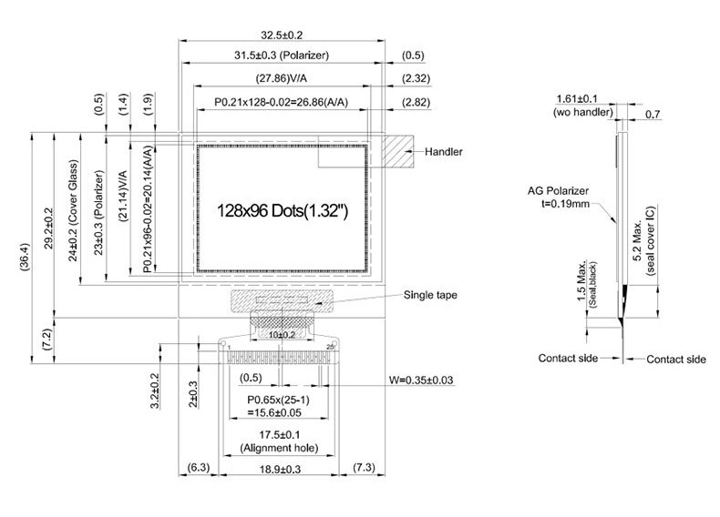 1.32&quot; Small OLED Display Module, 128X64 Screen Micro OLED Mono Display, Custom Mini 0.96&prime;&prime; OLED